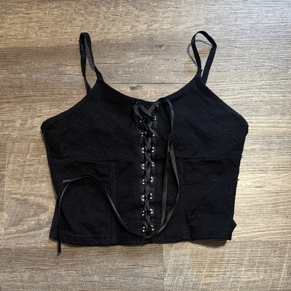 Capezio Black Lace-Up Tank Top